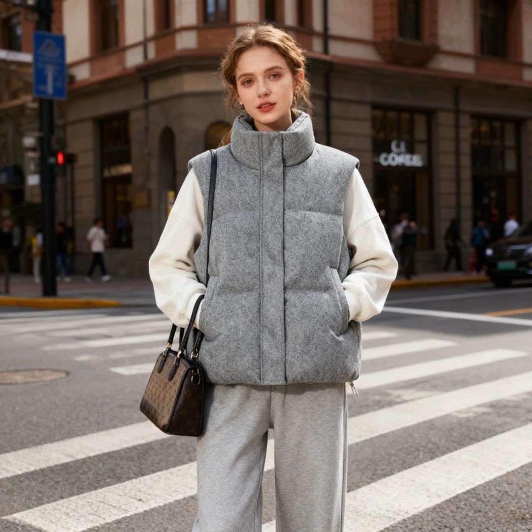 

Парки женские жилеты без рукавов, короткое пальто, облегающее толстое пальто на молнии, однотонная повседневная куртка с воротником-стойкой, жилеты с карманами, осень-зима