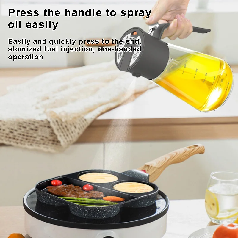 2nd generation oil spray bottle glass press type oil spray bottle large capacity two in one inverted oil spray bottle air fryer