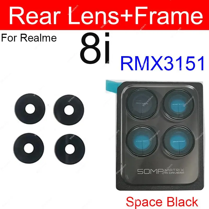 Back Camera Glass Lens Cover For Realme 6 6Pro 6i 7 Pro 7i 8 8i 5G Rear Camera Lens with Frame Ring Holder Parts