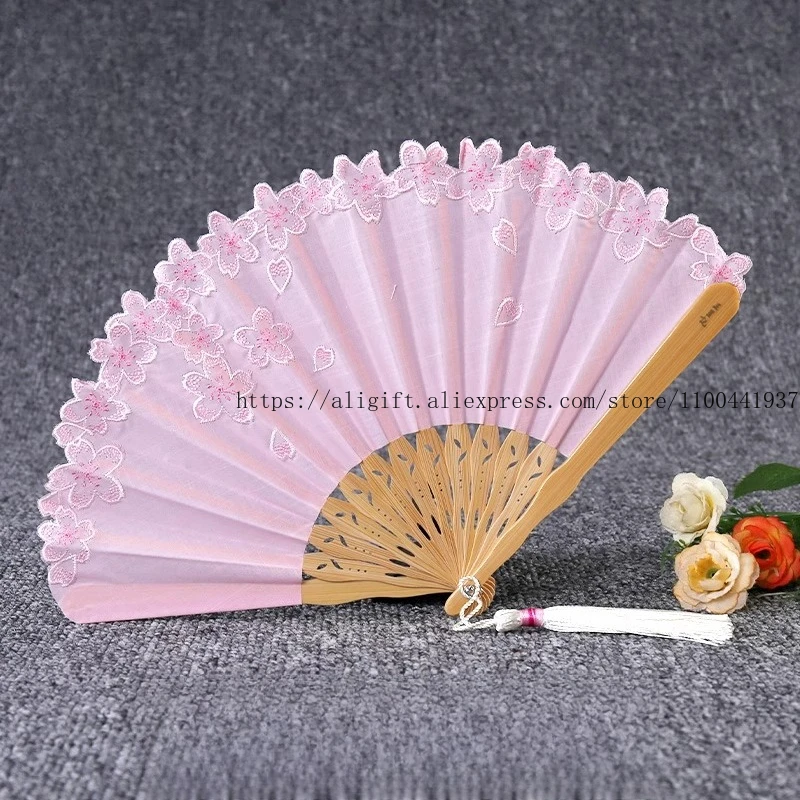 

Chinese Cotton-Linen Folding Fan for Women Embroidered Hanfu Qipao Accessory Breathable Daily Use Fan Elegant Handheld Gift