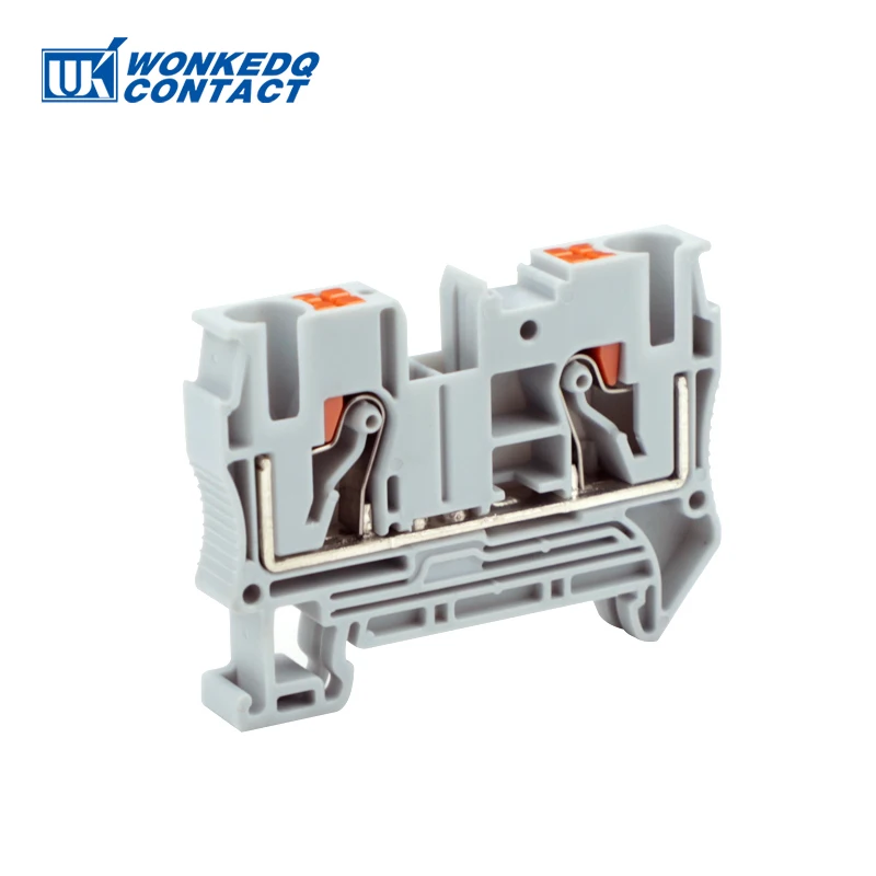 PT6 Push-in Terminal Block Din Rail 6mm² Screwless Spring Feed-Through Connector Wire Electrical Strip Plug PT-6 PT 6