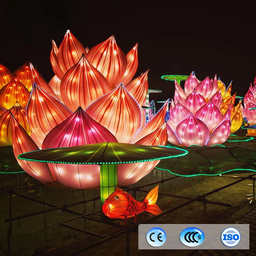 Outdoor festival decoration lotus LED flower lantern for theme park