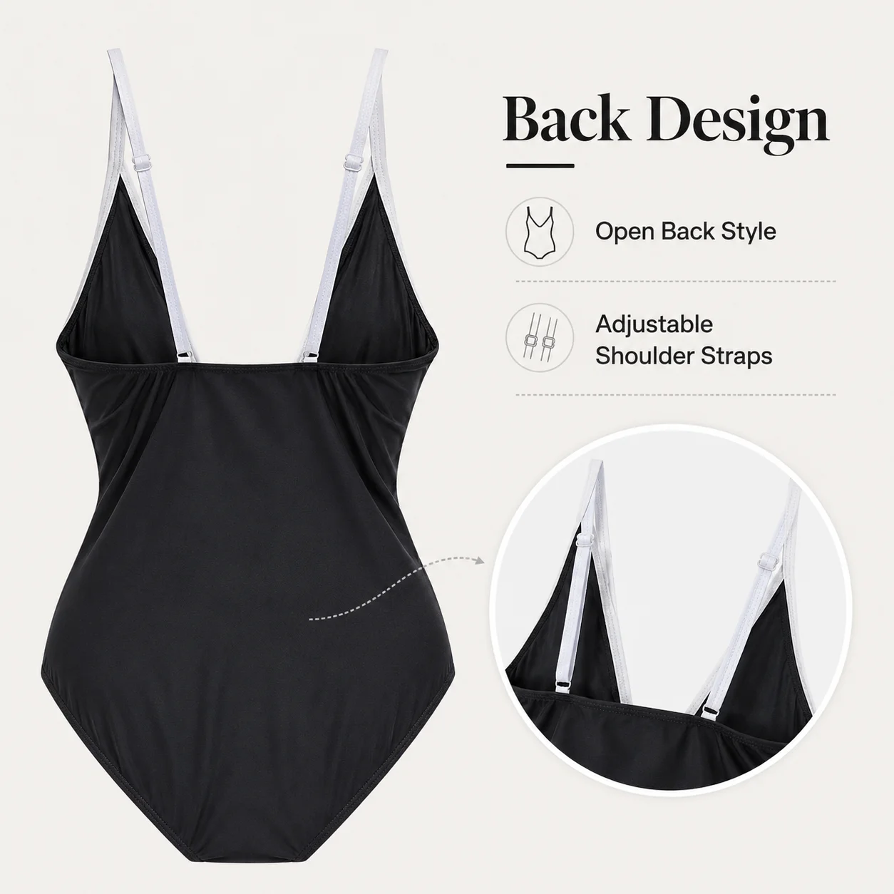 Luxury Women's Black Cutout One-Piece Swimsuit: Deep V-Neck Daisy Floral Monokini Bathing Suit for Summer Beach & Hot Spring - view 4