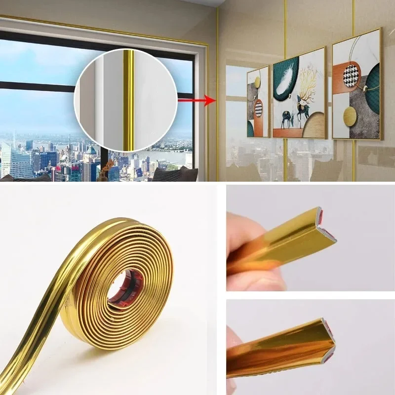 5M Self-adhesive mirror sticker Waterproof Strips Wall Corner Molding Trim Tapes Child safety table corner anti-collision Strip