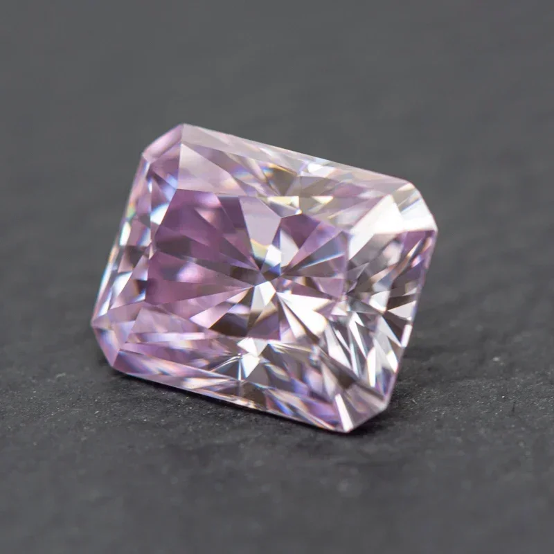 Moissanite Stone Radiant Cut Light Purple Color VVS1 with GRA Certificate for Gemstone Charms Beads Top Jewelry Making Materials