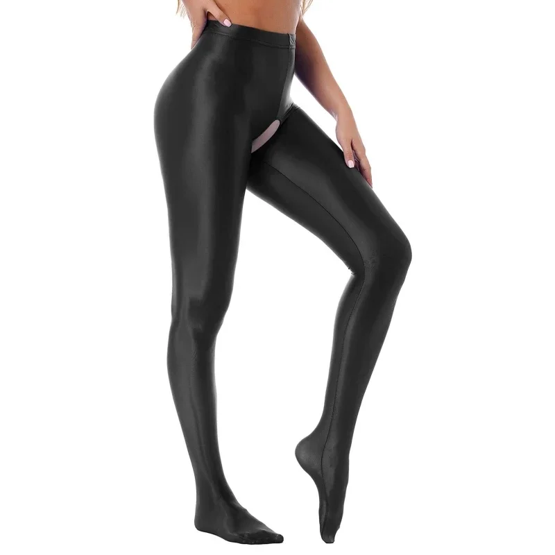 

120D Spring Autumn Satin Leggings Plus Size Oil Shiny High Waist Shaping Pantyhose Open Crotch / Close Crotch Skinny Leg Tights