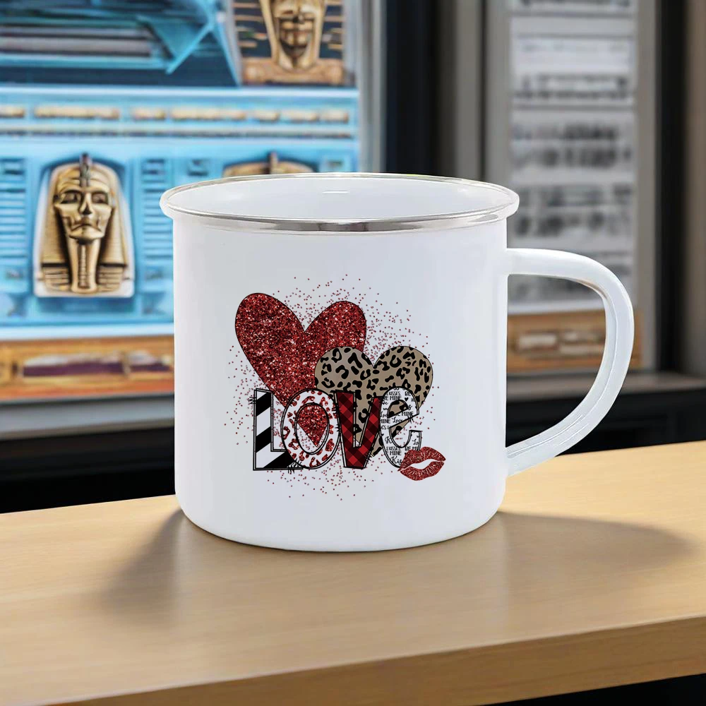 

Sunflower Water Cup Rainbow Mugs Love Couple Cup Cute Mug Coffee Valentine Themed Enamel Mug Camping Hiking Fishing Use Safe Bar