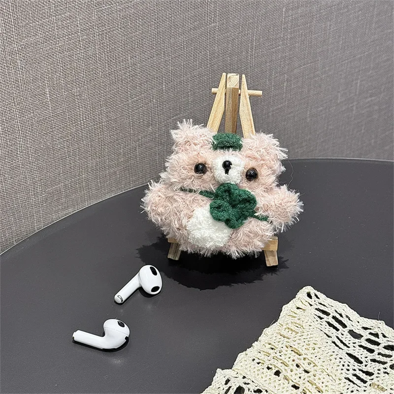 Plush Bear Case for AirPods 4 Airpod 1 2 3 Pro Pro2 Bluetooth Earbuds Charging Box Protective Earphone Case Cover