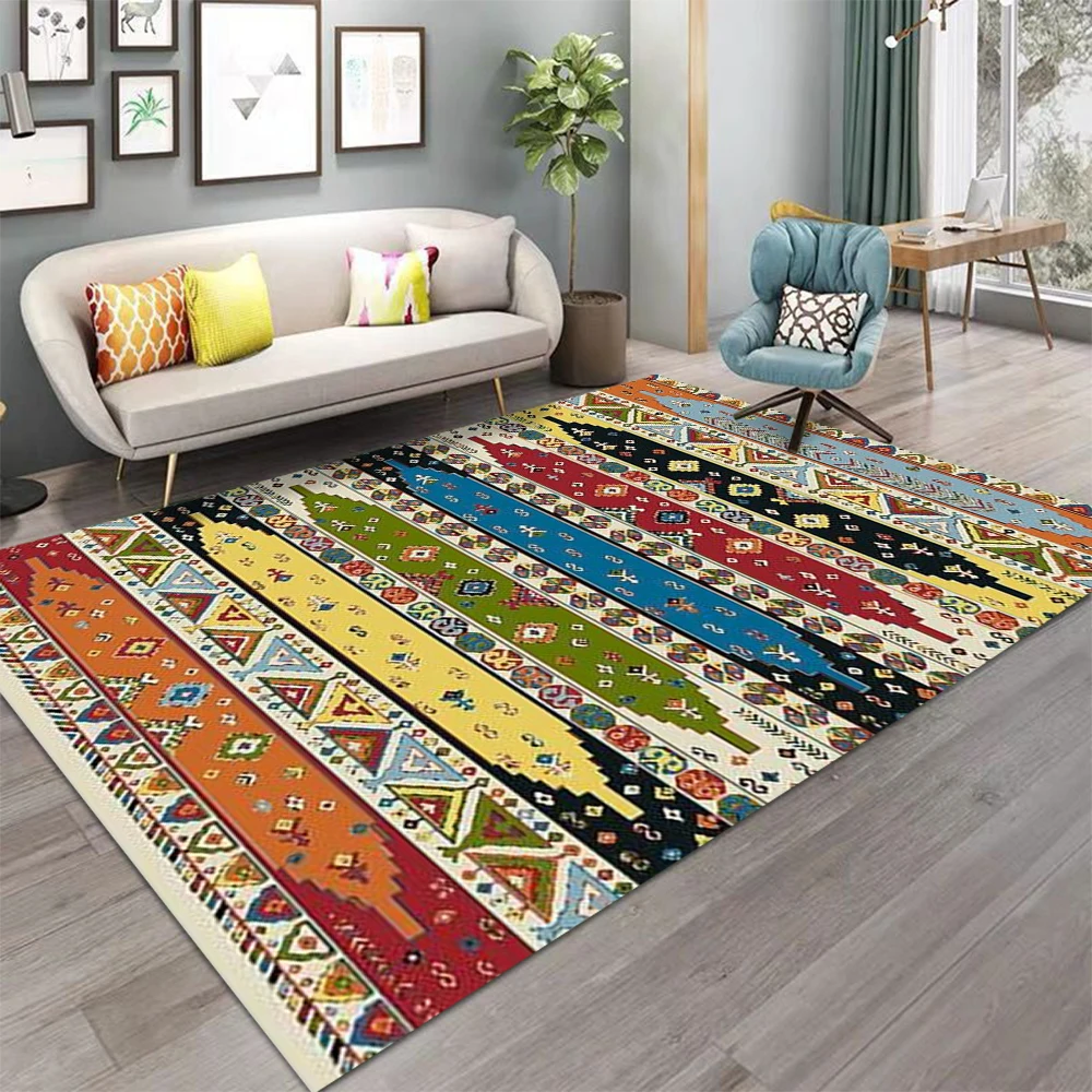 Turkish Style Area Rug Ethnic Carpet Antique Rug Bohemian Carpet Nonslip Rug Boho Washable Floor Mat for Living Room
