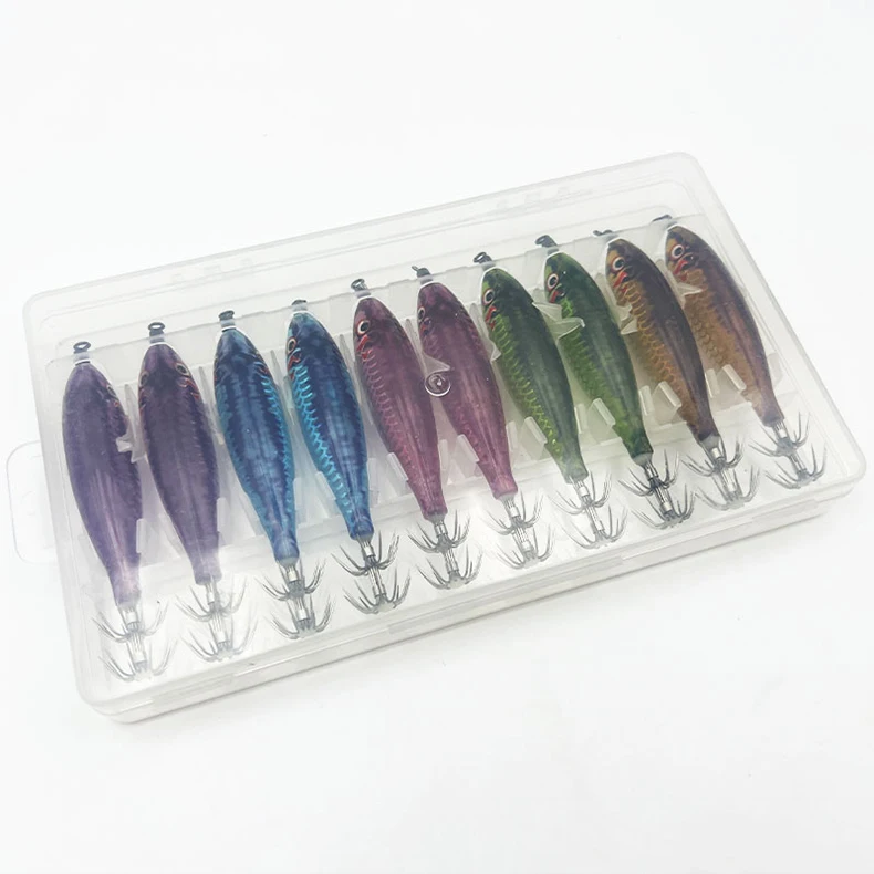 ShareShark 10 Stück/Box 5,6g Leuchtende Horizontale Garnelen-Tintenfischhaken-Köder-Set Geeignet für Meeresangeln auf Tintenfische und Oktopus – Detail 8