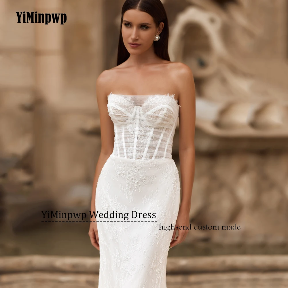 Vestidos de novia de encaje de sirena personalizados 2025, apliques de lujo sin mangas, 2 piezas, tren de barrido, vestidos de noviaVestidos de novia de encaje sirena personalizados 2025 lujo aplicado sin mangas 2 piez