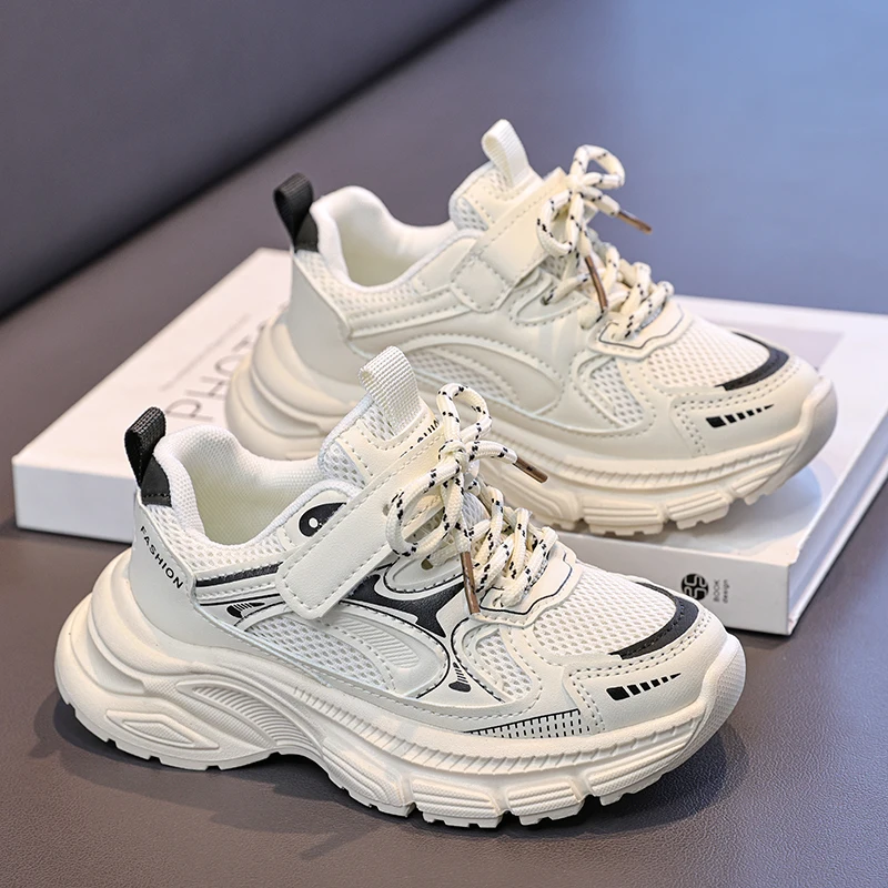 

Детские кроссовки на шнуровке, модные спортивные туфли для детей, дышащая сетчатая поверхность, толстая подошва, увеличивающая рост, высокое качество