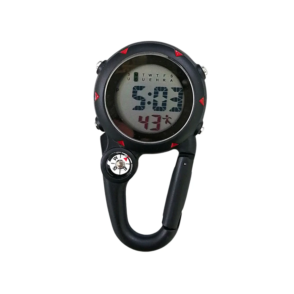 Carabiner Clip Watches Clock Electronic Luminous Multi-function Fob Nurse Watch Men Compasses Display Clocks Gift