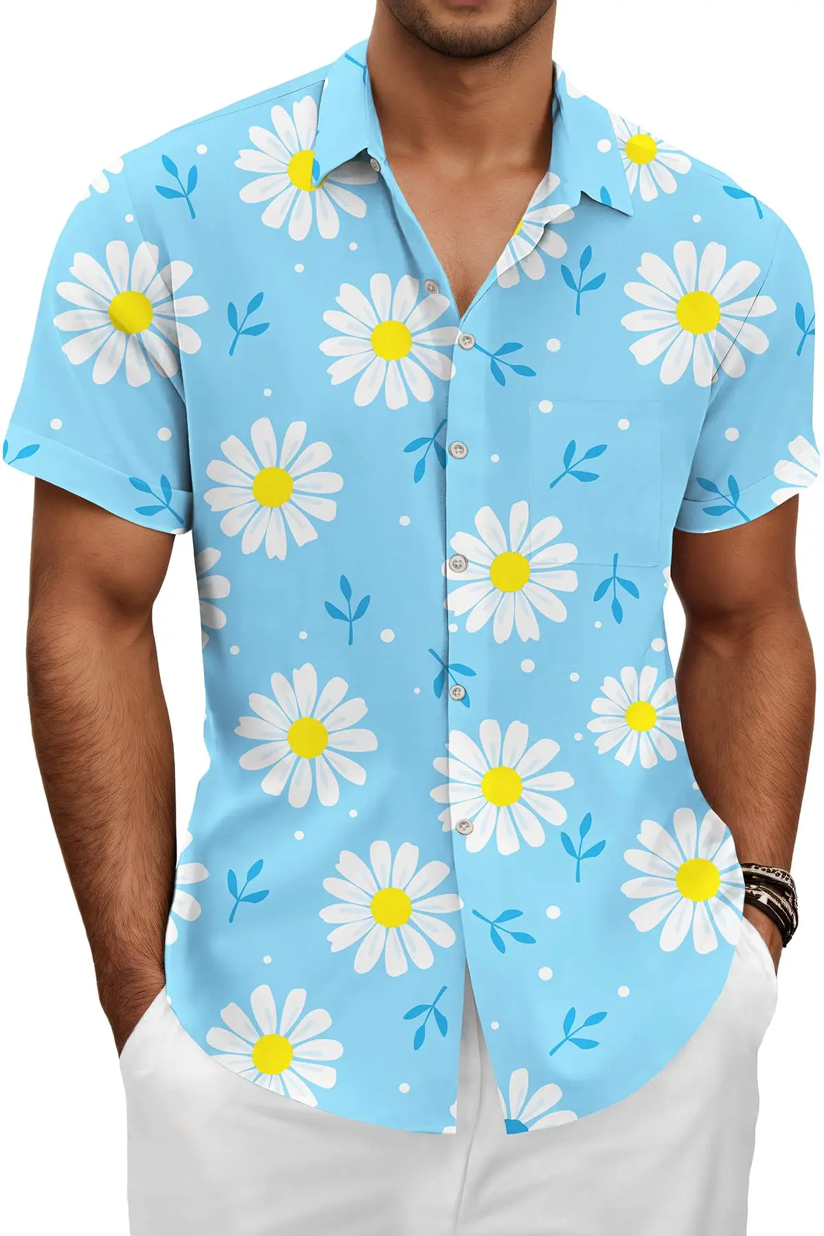 

KYKU Hawaiian Shirt for Men: Beach Summer Mens Button Down Short Sleeve Shirt Tropical Vacation Casual Clothes