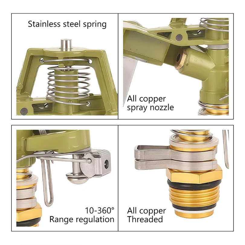 1PC 1/2 3/4 inch Metal Pulsating Sprinkler 360 Degree Rocker Arm Rotating Lawn Watering Sprinklers for Garden Irrigation System