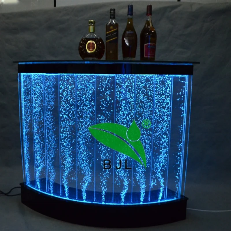 custom，modern LED light illuminated mobile bar reception counter design