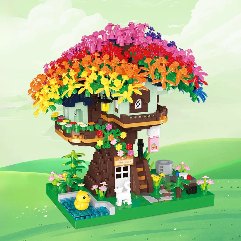 Tree Model Building Blocks Kits for Adults,1528 Pcs Micro-Particle Ideas Rainbow Tree Building Toy for Adult,Children'S Toys