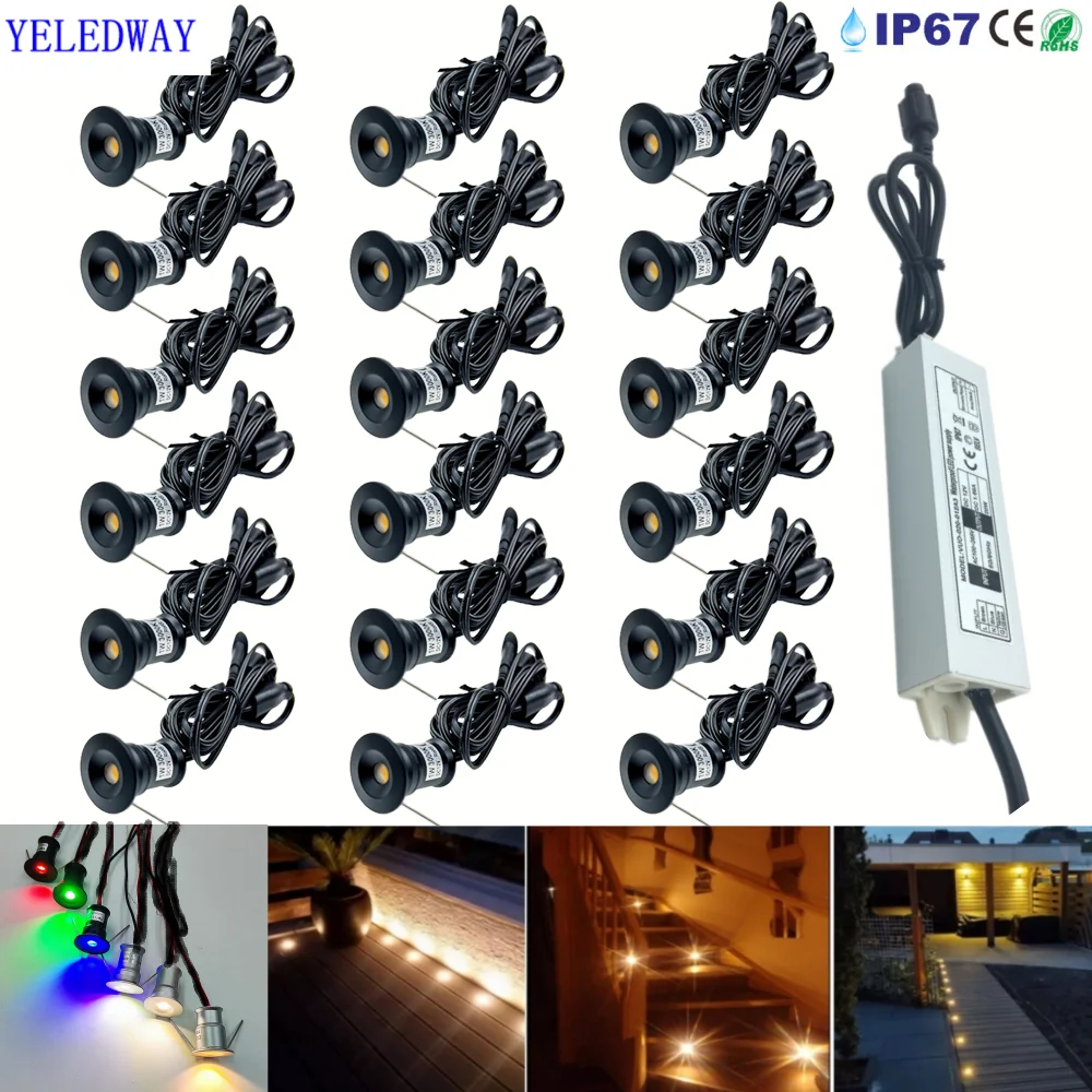 IP67 Small Stairs Light Outdoor 1W 12V Waterproof LED Deck Underground Lights Garden Decorate Patio Staircase Lighting 110V 220V