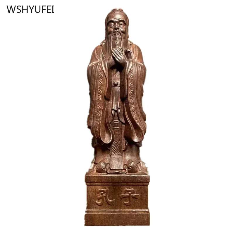 Agarwood carving Confucius Statue living room shop office Desktop decoration Gift for Teacher's Day Crafts feng shui Bookcase