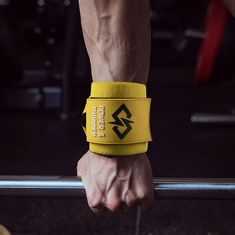 1 Pair Elastic Breathable Wrist Support Adjustable Stylish Wristbands for Intense Gym Workouts Bench Press Deadlift Fitness