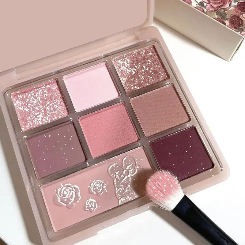 Milk Tea Matte Eye Shadow Palette Pink Pearly Glitter Eye Pigments Daily Natural Long-lasting Korean Eyeshadow Makeup Cosmetics