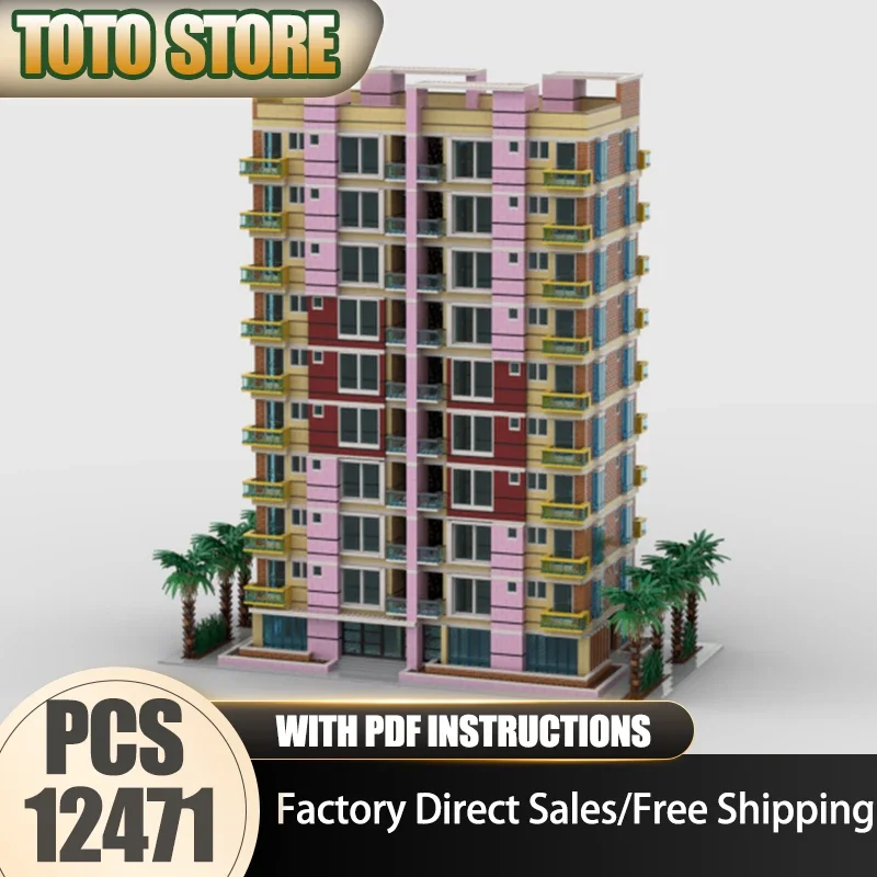 City street View Model Moc Building Bricks Luxury Condo Model Technology Modular Blocks Gifts Christmas Toys DIY Sets Assembly