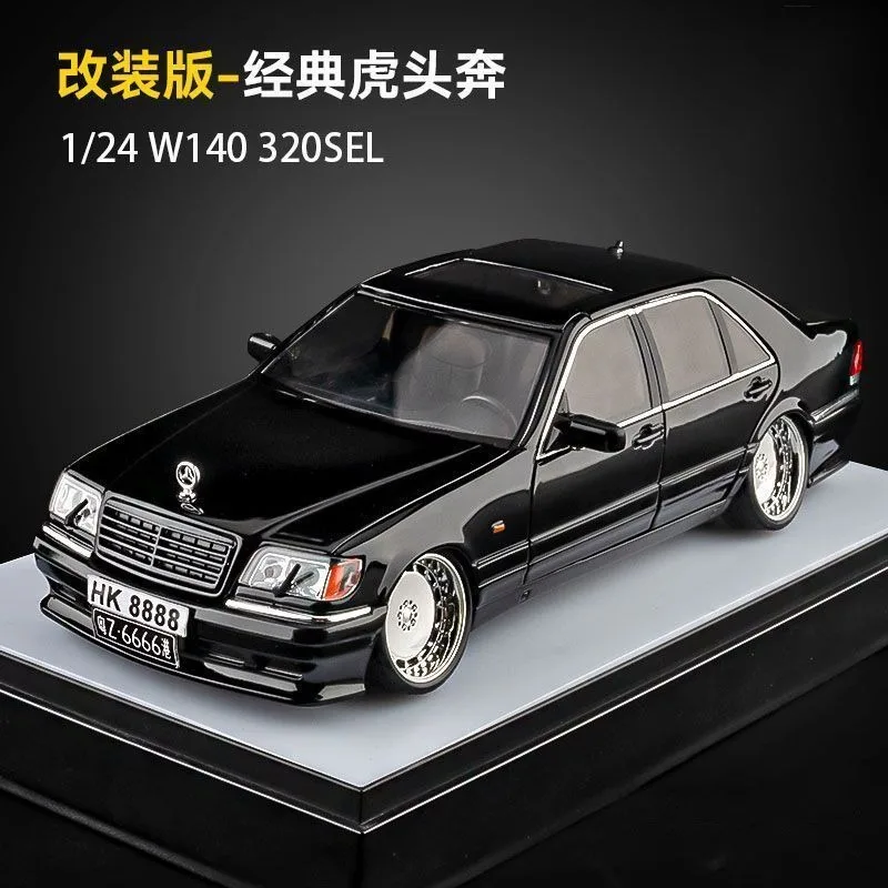 1:24 Mercedes-Benz W140 Diecast Alloy Classic Car Model with 6 Openable Doors Front Wheel Steering for Collectors Hobby Display