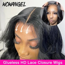 Wowangel Glueless Wig Human Hair Ready to Wear 5x5 HD Lace Closure Wigs Body Wave Preplucked Invisible Melty Skin Wig For Women