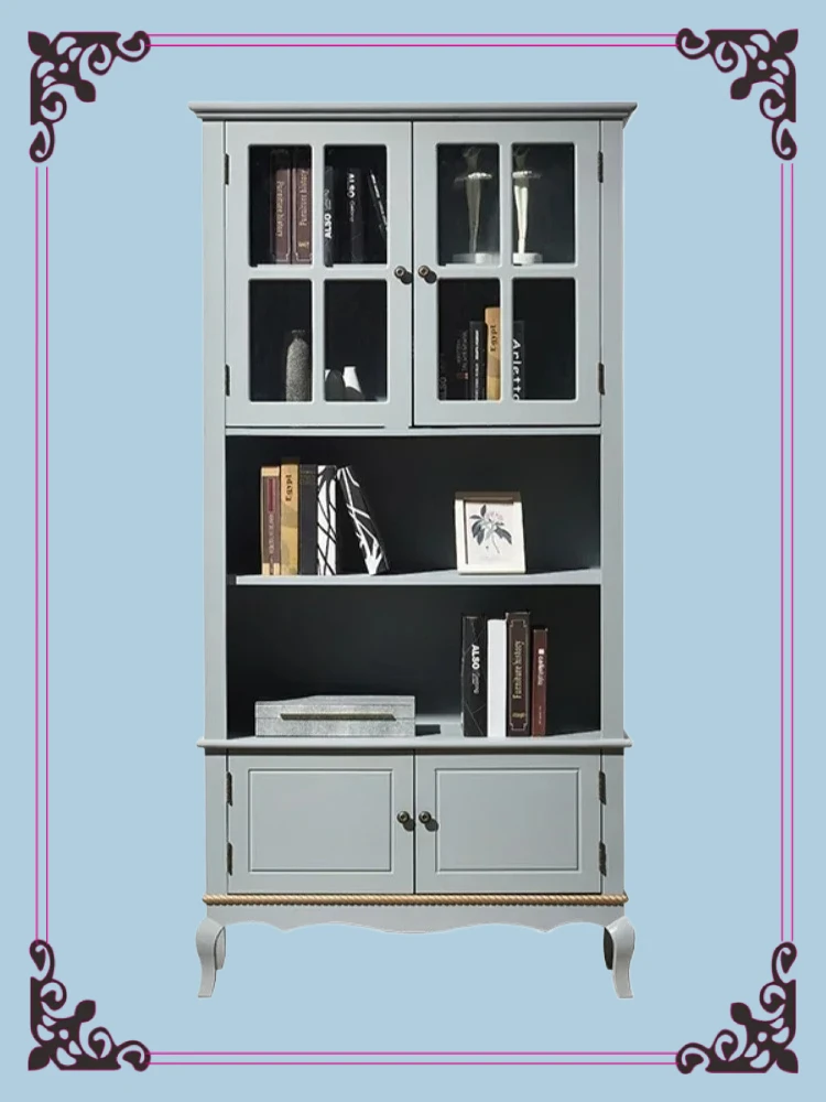 

American Country Furniture Mediterranean Bookcase Solid Wood Single Locker Bookcase Simple Storage Cabinet