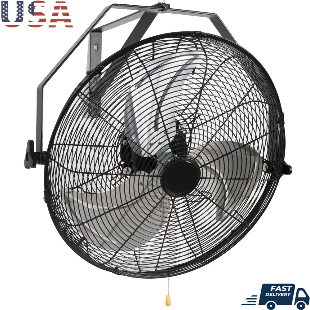 Ventilatore oscillante industriale a parete da 17,6 pollici 3 velocità in metallo per uso interno esterno Circolazione dell'aria del motore potente impermeabile