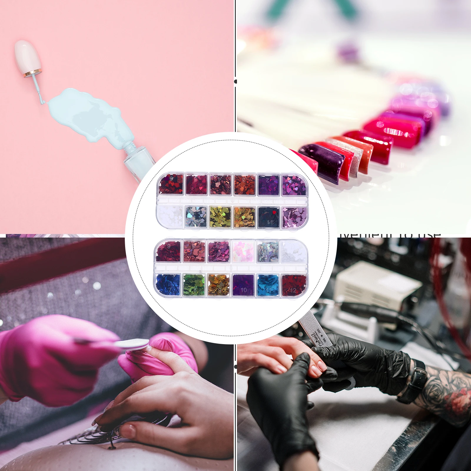 

2 Boxes Heart Nail Sequins Women Manicure Decoration Paillette Gold Flakes for Nails Glitter Supplies Decal
