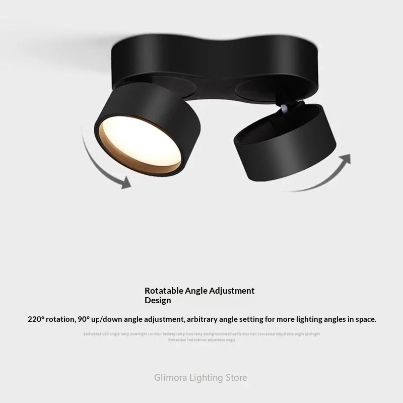 Ultra Thin Dual Head LED Surface Spotlight Adjustable Angle Track Lighting for Ceiling Living Room Lights for Room Led Lights