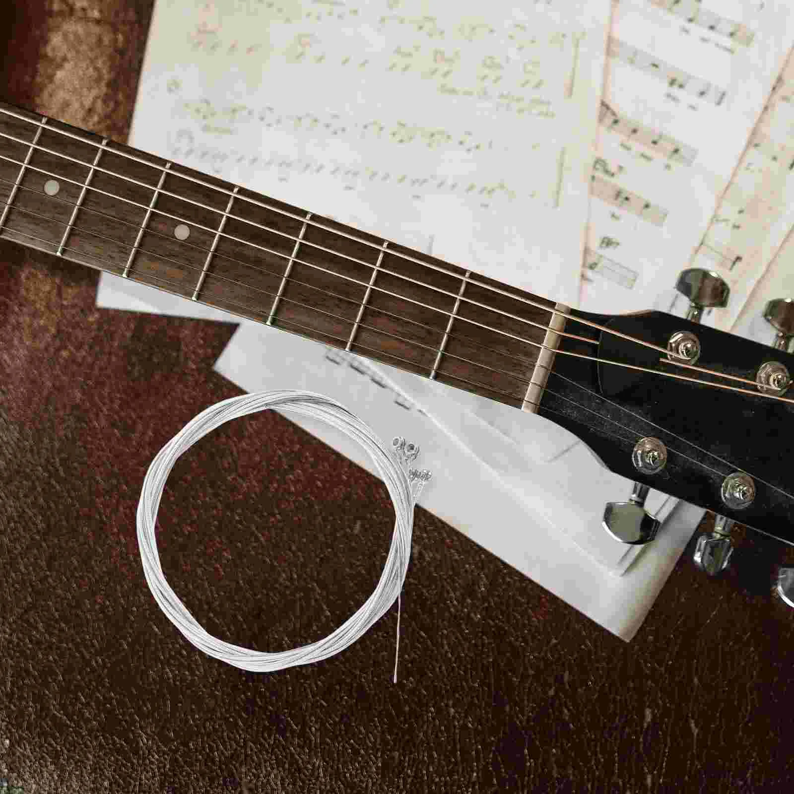 

6 Pcs Silver Plated Acoustic Guitar Strings Triangle Metal Bass Accessories Longlasting Performance Resonance Sound