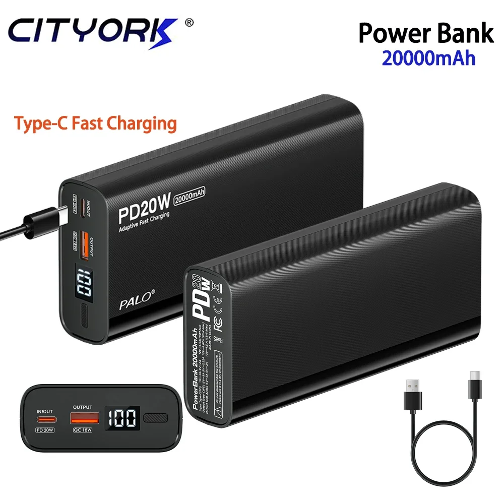 

20000mAh Power Bank with PD20W Type C Powerbank Portable Charger Fast Charge External Battery for iphone 16 15 14 Pro Max Xiaomi