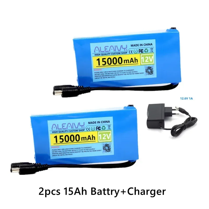 Aleaivy 12 V 20000 mAh 18650 Lithium-Akku DC, mit Schalter, verwendet als Backup-Akku für 12 V CCTV-LED-Leuchten, 12,6 V1A-Ladegerät 3