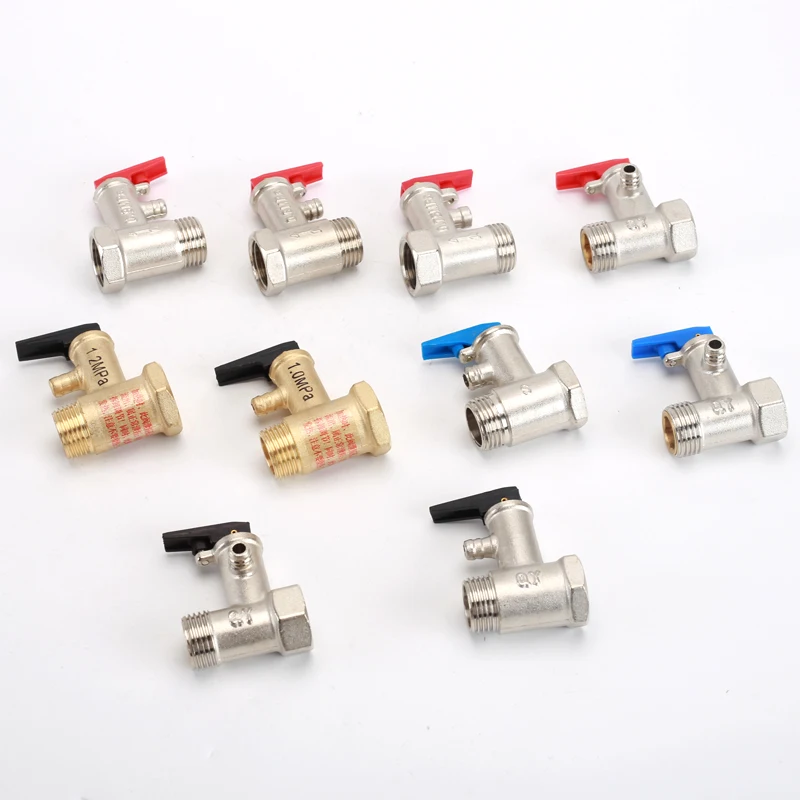 

1/2"3/4" Safety Valve For Water Heater With Switch Male Female Copper Connector Union Fitting Oneway Pressure Relief Check Valve