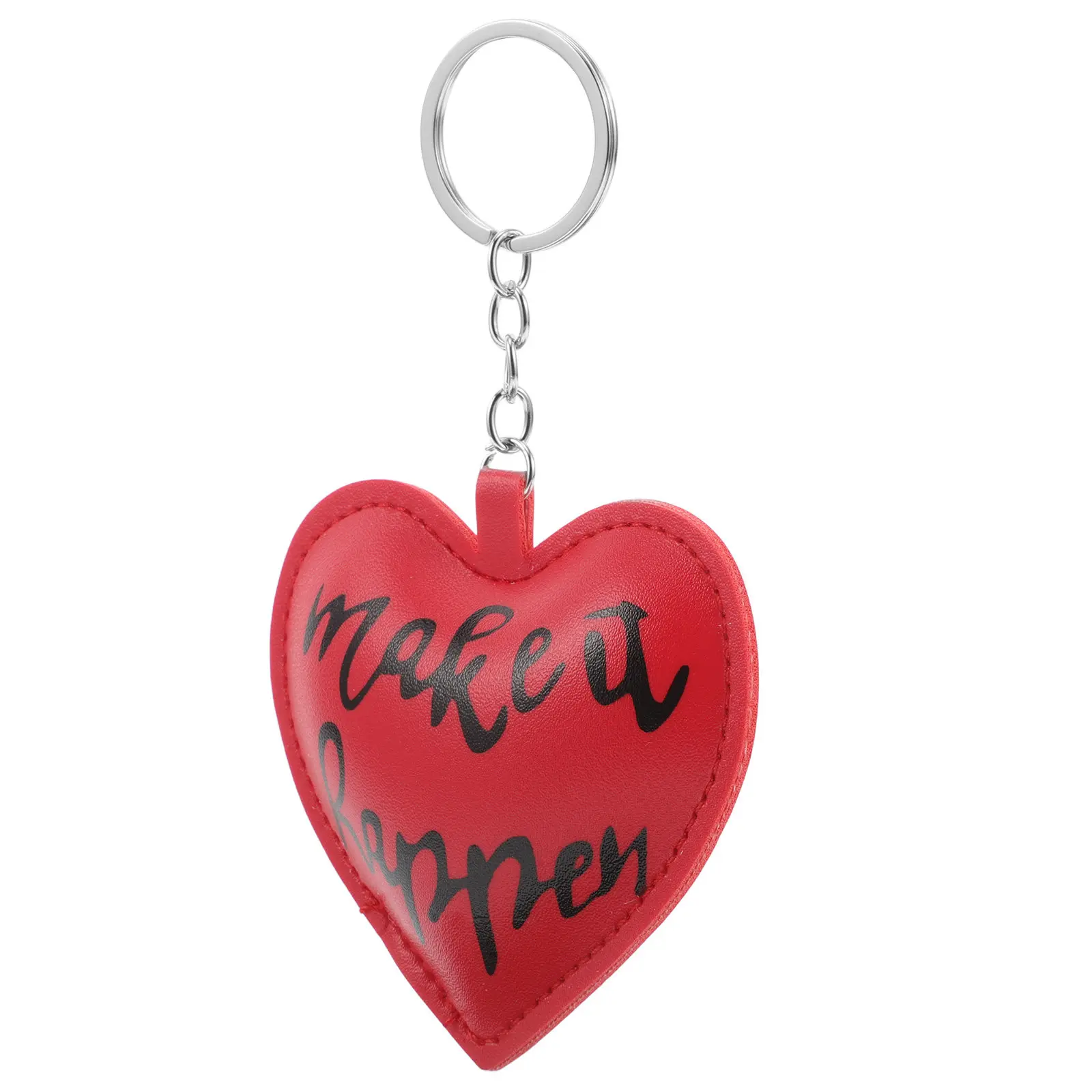 Valentine's Day PU Heart Keychain Pendant Elegant Love Symbol Key Fob for Handbag Purse Backpack Car Keys Wallet Red Heart Charm