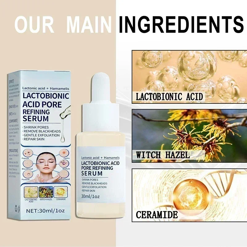 Lactobionic Acid Pore Shrinking Serum Repairing Tightening Face Serum Moisturizing Oil Control Skin Care Korean Cosmetic