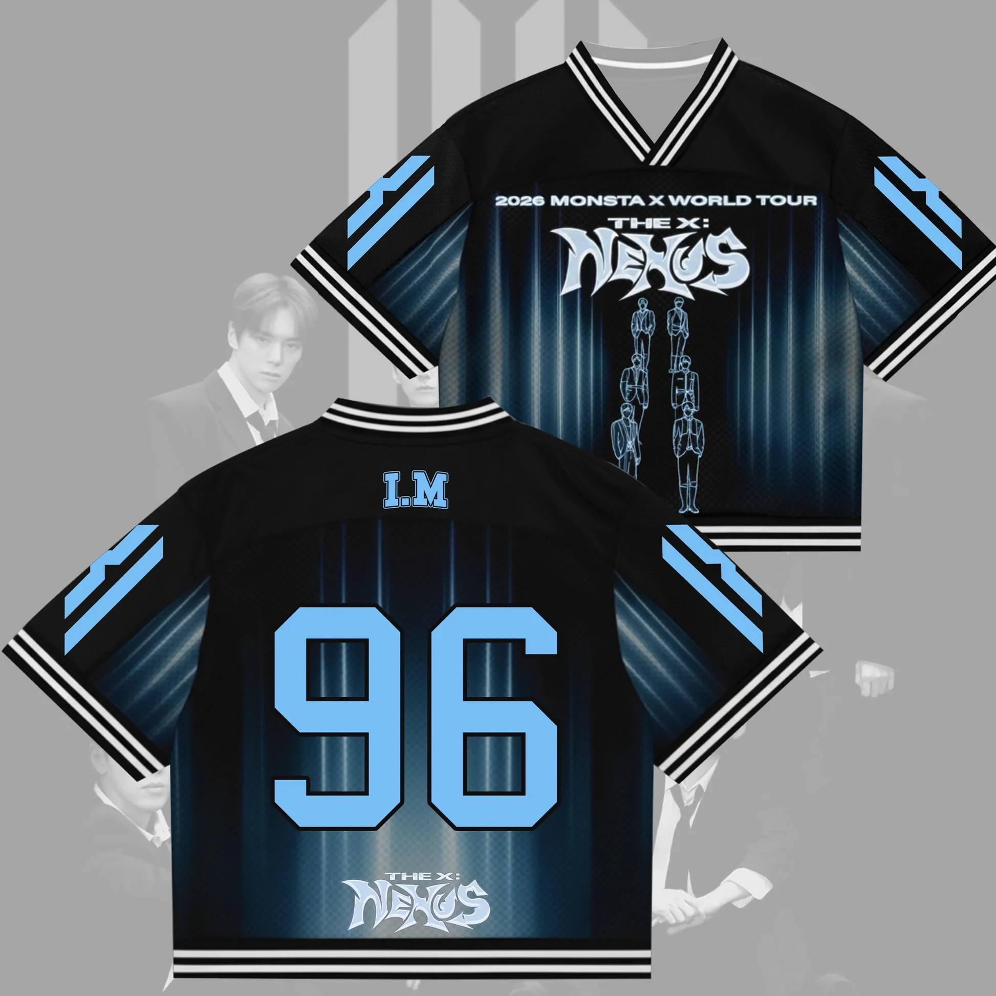 Replica Kpop Fan Family Matching Jersey T‑Shirt,3D Print Light Beam Graphic Mesh Short Sleeve Tops for Men Women Kids Streetwear
