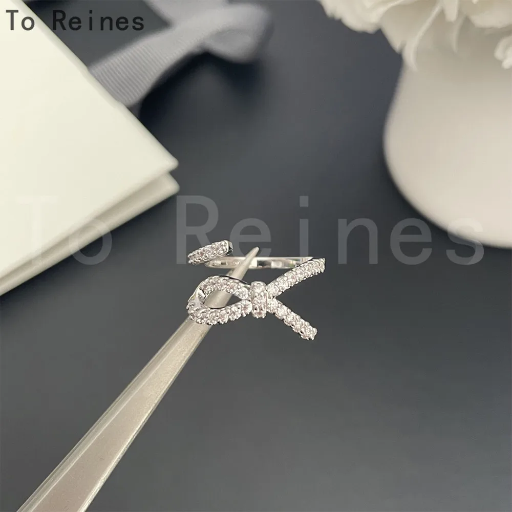 To Reines Fashion Europe America Designer Brand  High Quality Retro Knot Ribbon Opening Ring Luxury Women Jewelry Trend