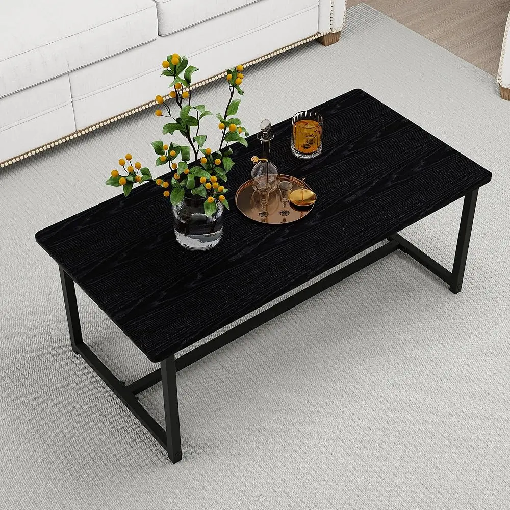 

Прямоугольный журнальный столик 35,4 дюйма для гостиной, современный журнальный столик в индустриальном стиле с металлическим каркасом для небольших помещений