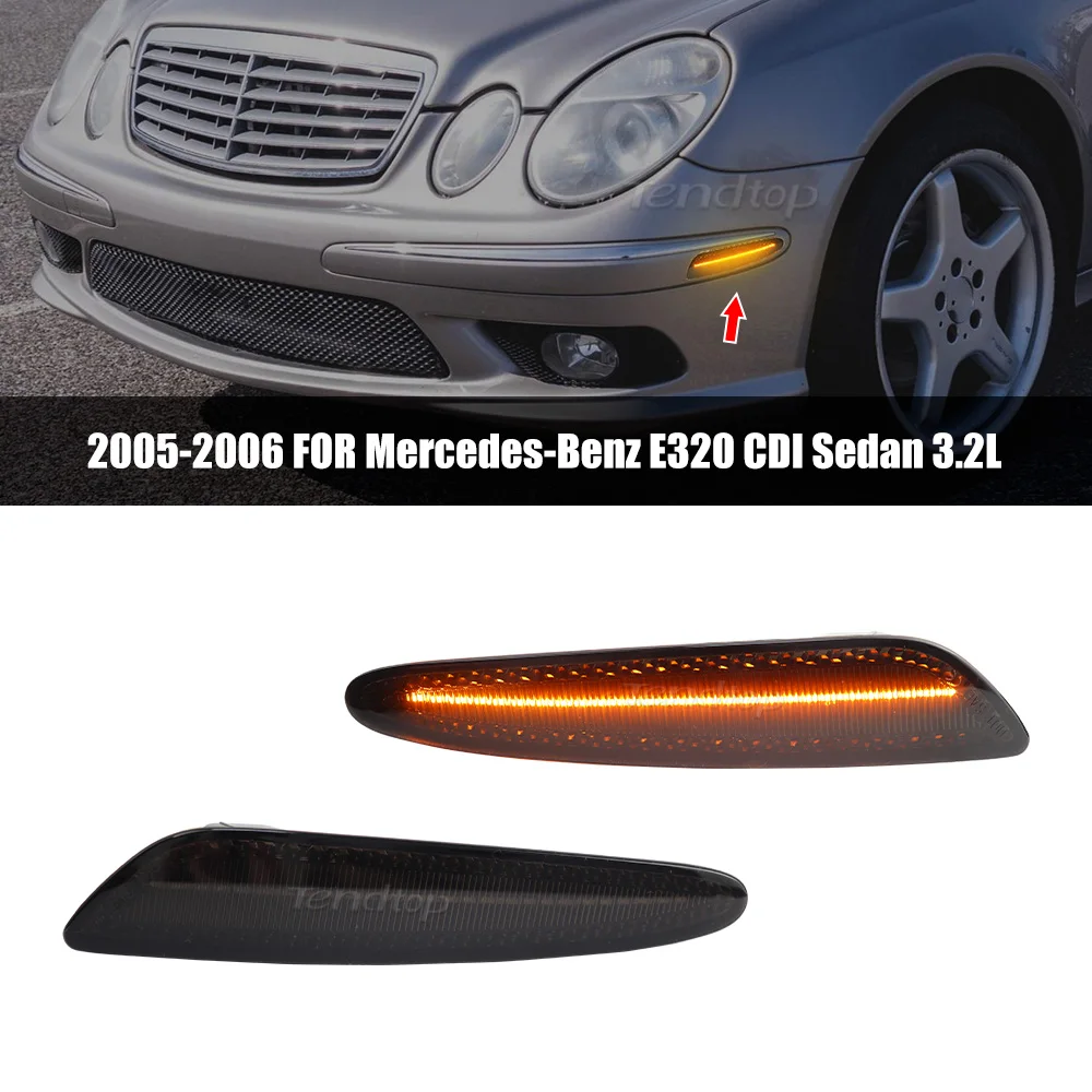 2Pcs LED Flashing Turn Signal Light Front Fender Side Marker Lights FOR MERCEDES-BENZ E320 4MATIC BASE WAGON E350 E550 E55 AMG