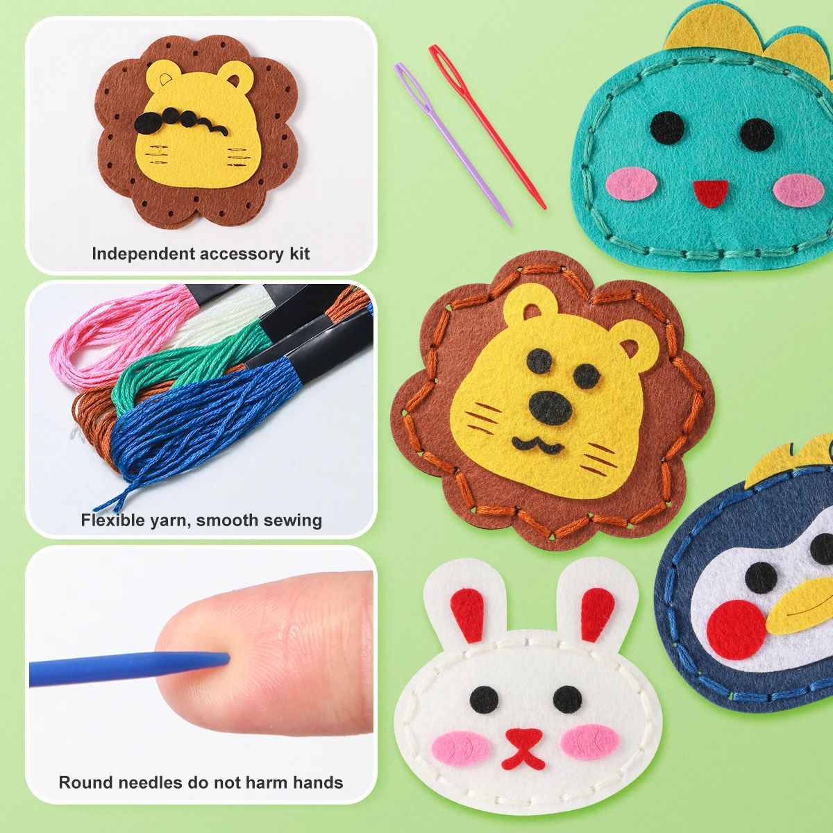 5pcs Handmade Non-Woven DIY Pink Bag Keychain Jewelry Craft Kit -    Sewing toy Cartoon animals Creative Random Style with Vario