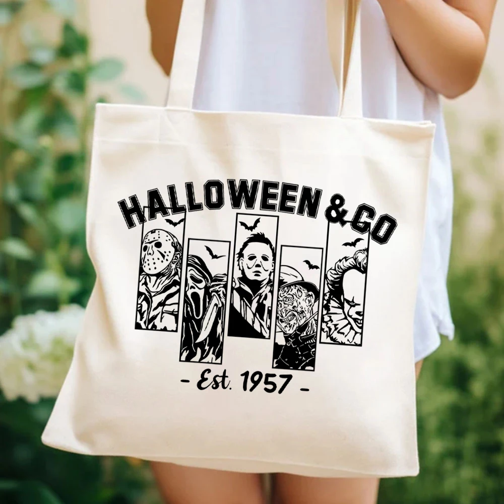 Halloween Horror Movie Killers SVG Tote Bags  Halloween Horror Friends Svg Ladie's  Shopping  HandBags Horror Movie Svg HandBags