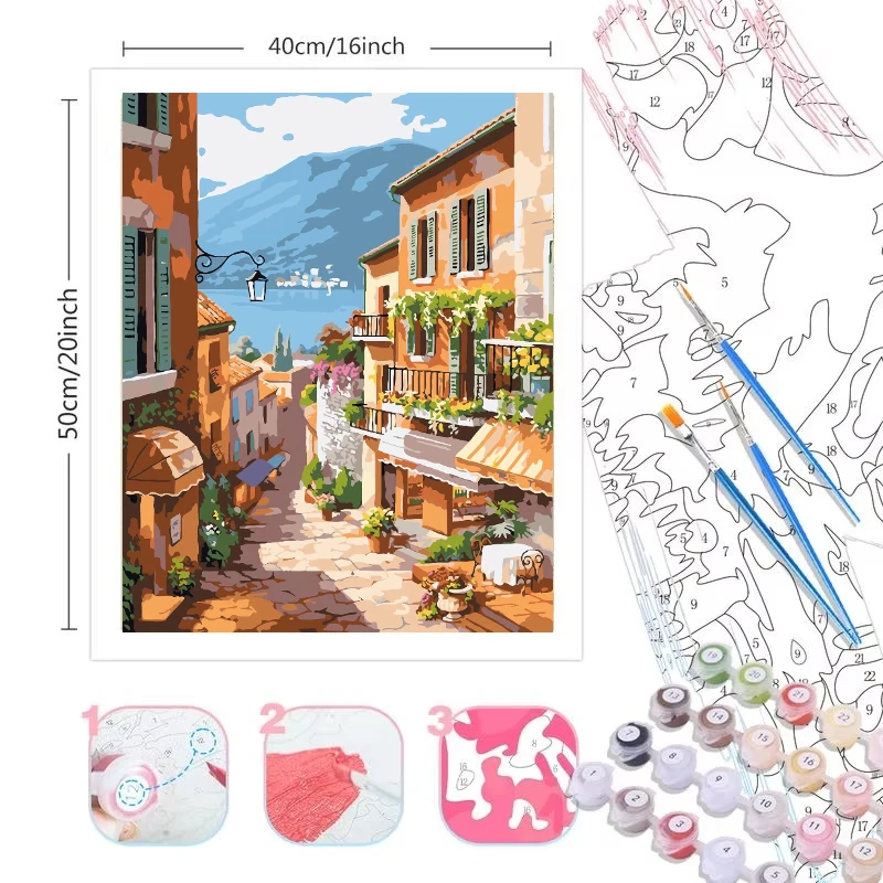 Paint By Numbers Kit for Adults Children Beginner To Advanced Number Oil Paintin Home Decor DIY Art Scenery Oil Paintin 40X50CM