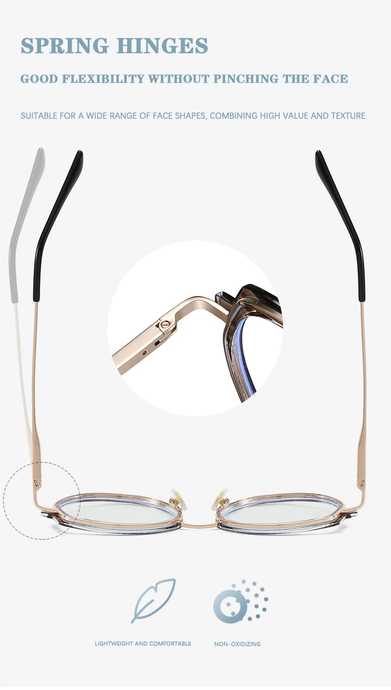 Runder Retro-Brillenrahmen für Damen, ultraleicht und bequem, Dänemark, koreanisches Design, Glasse, 2023, neu – Detail 5