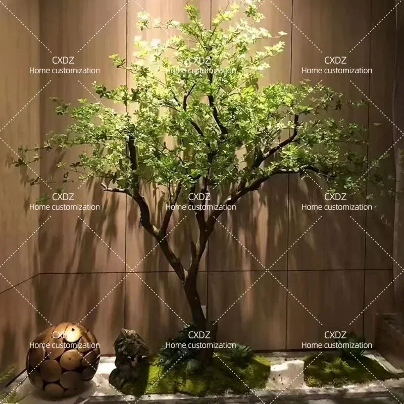 Simulation of Japanese hanging bell tree fake green plant landscaping indoor and outdoor large fake green plant window