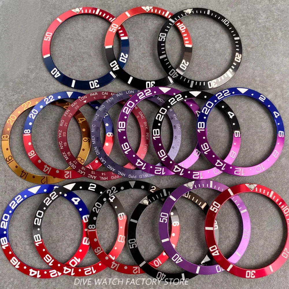 Schräge Uhr Lünette Einsatz Aluminium Ring Zubehör für gmt sub 40mm Herren uhr 38mm * 30,5mm schwarz blau grün rot lila Teile