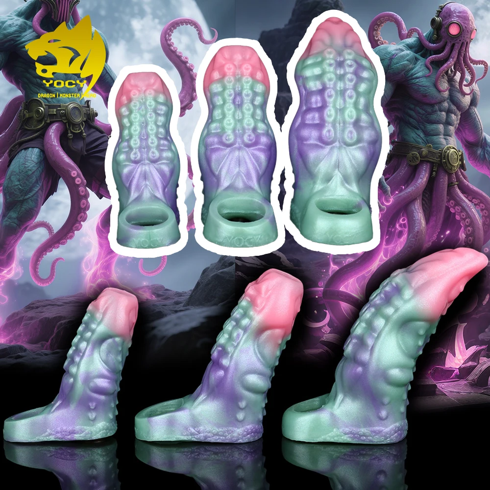 YOCY Silicone Penis Sheah Monster Octopus Dildo Cover Texture Penis Massager Enlargement Sex Toy For Men