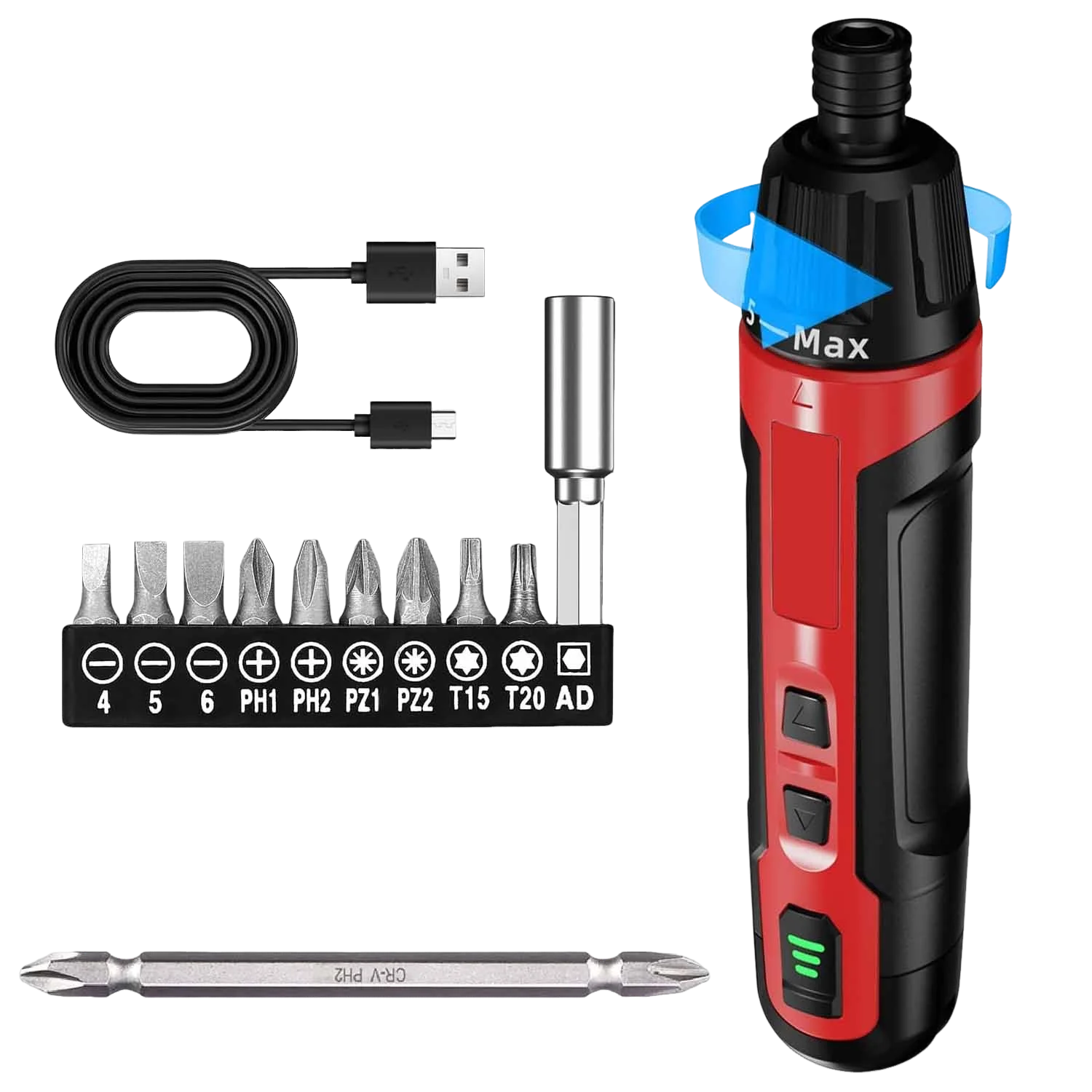 6-Speed Torque Cordless Electric Screwdriver Rechargeable 2000mAh Mini Drill 3.7V Power Tools Set Household Maintenance Repair